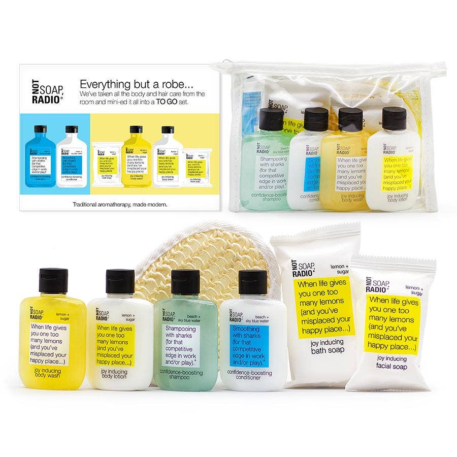 Everything but the robe hotel amenity gift/travel set