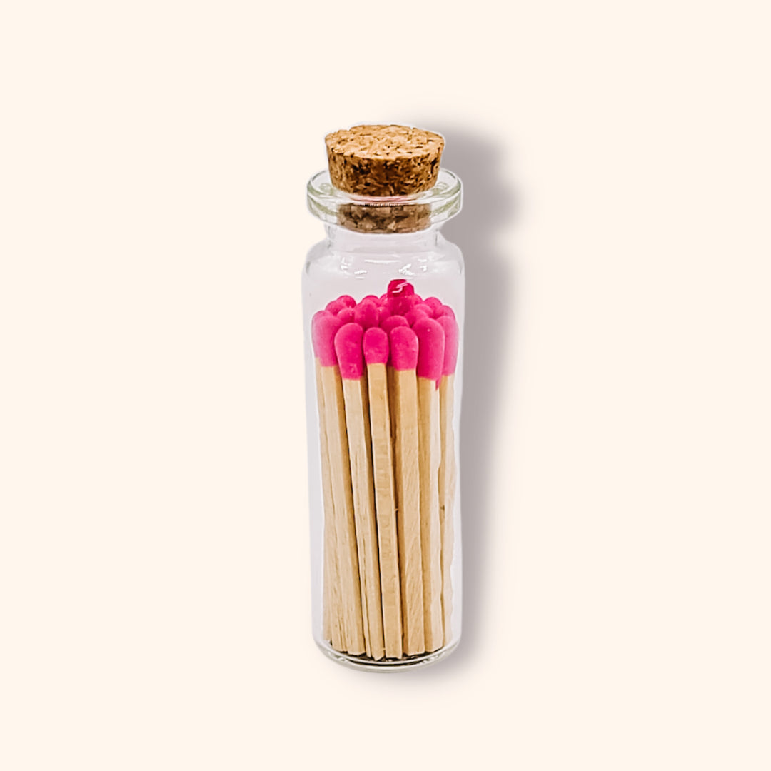 Dark Pink Matches in Small Corked Vial