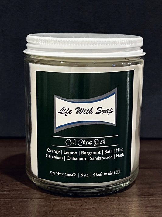 Cool Citrus Basil Soy Candle - Wooden Wick