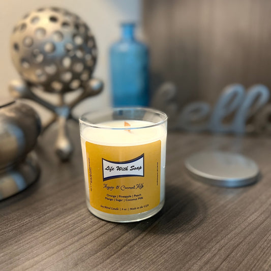 Mango & Coconut Milk 9 oz Candle, wood wick